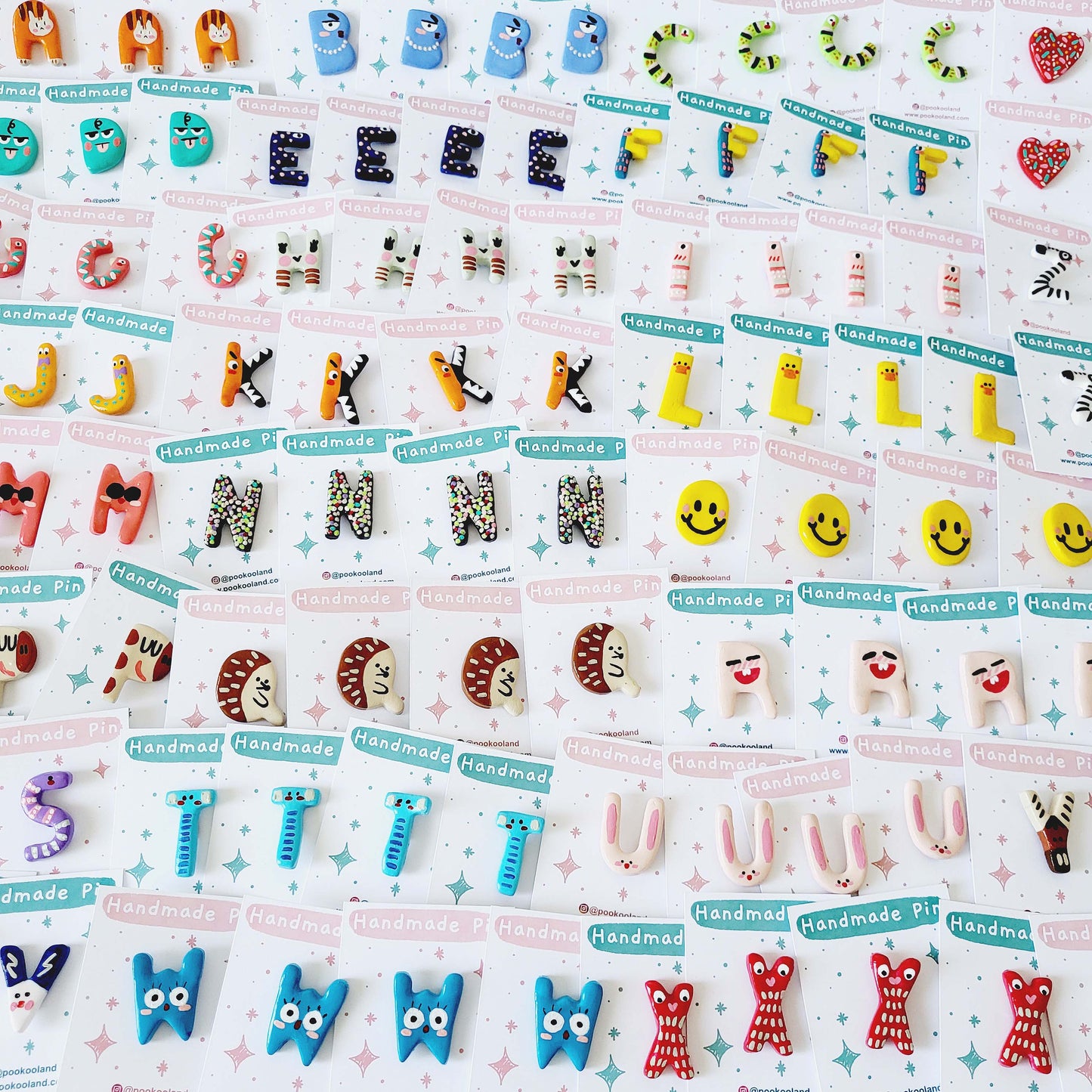 POOKOOLAND Handmade Alphabet Badges
