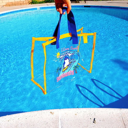 POOKOOLAND Transparent PVC vinyl beach bag - SURFING POOKOO