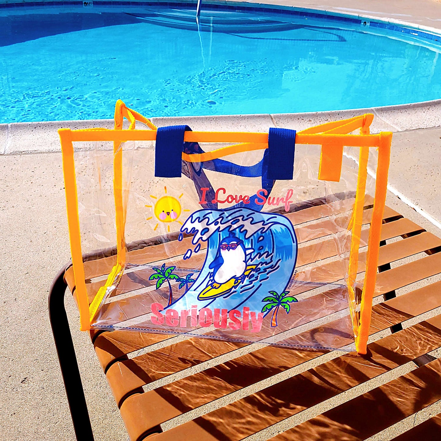 POOKOOLAND Transparent PVC vinyl beach bag - SURFING POOKOO