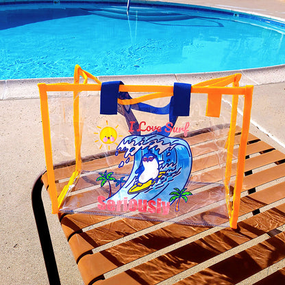 POOKOOLAND Transparent PVC vinyl beach bag - SURFING POOKOO