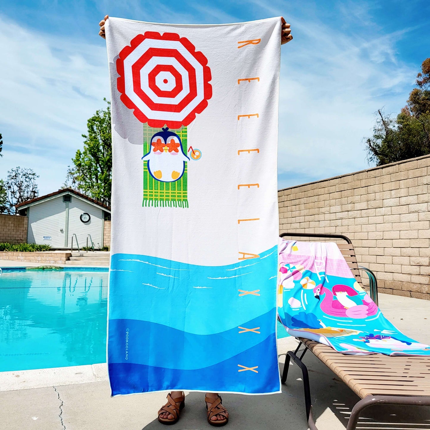 POOKOOLAND Oversized Beach Towel, Pool Towel, Spa Bath Towel - PARASOL (RELAX2)