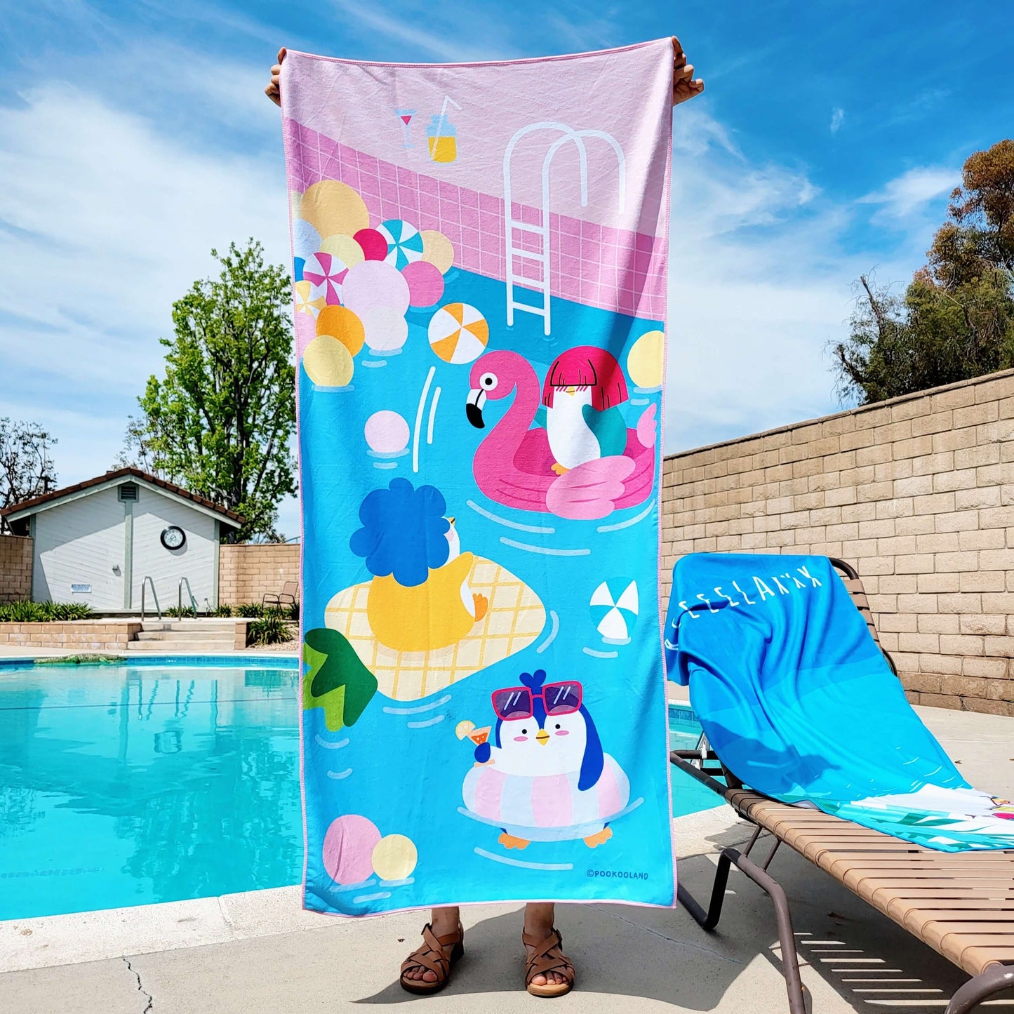 POOKOOLAND Oversized Beach Towel, Pool Towel, Spa Bath Towel - POOL PARTY