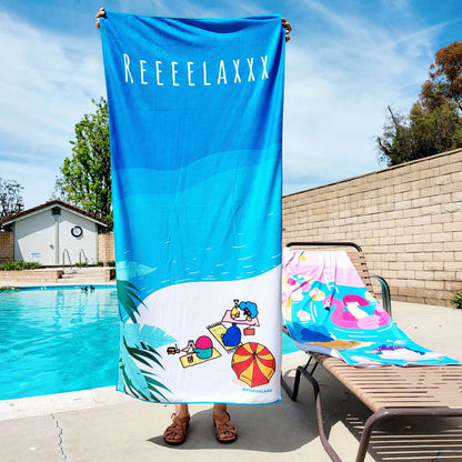 POOKOOLAND Oversized Beach Towel, Pool Towel, Spa Bath Towel - RELAX 1