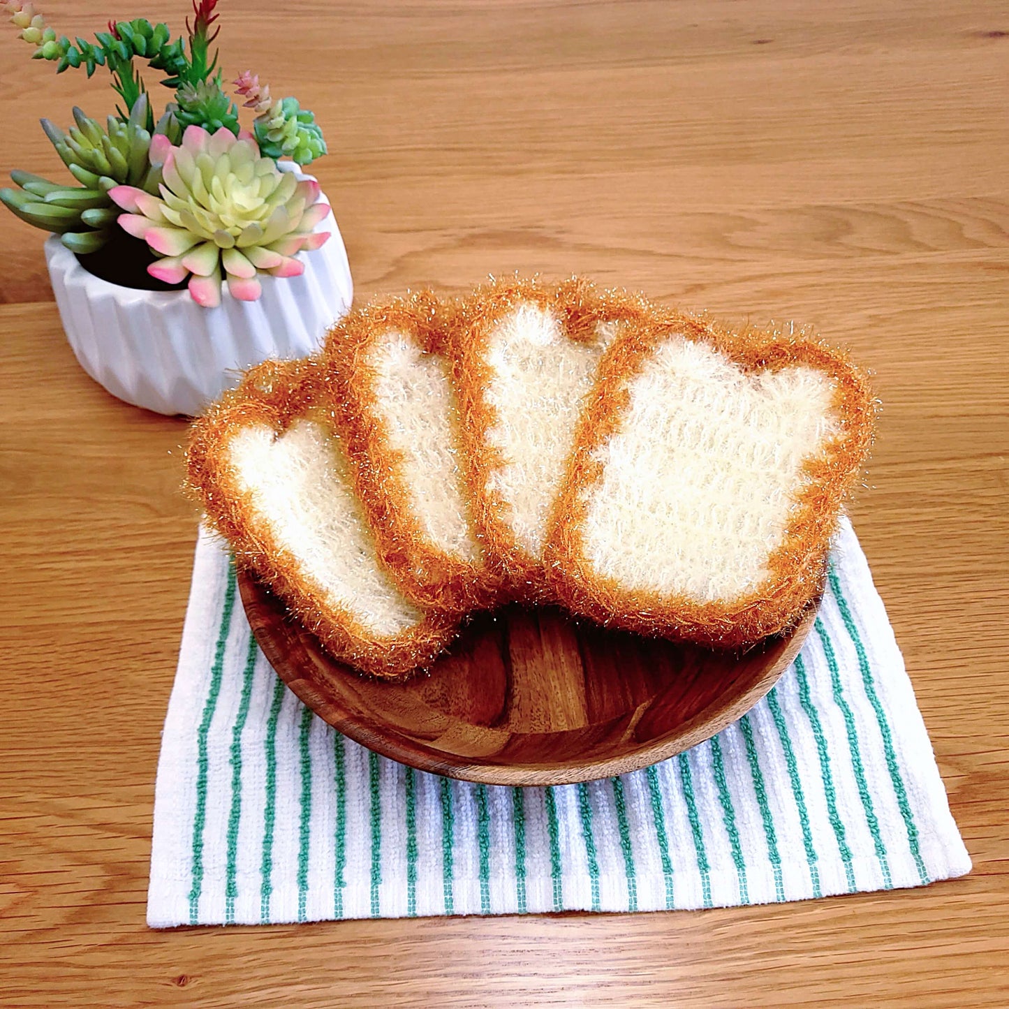 2 pack Cute funny whimsical toast bread dish sponge scrub scrubbing brush |  boho minimalist kitchen decor kid gift mom her