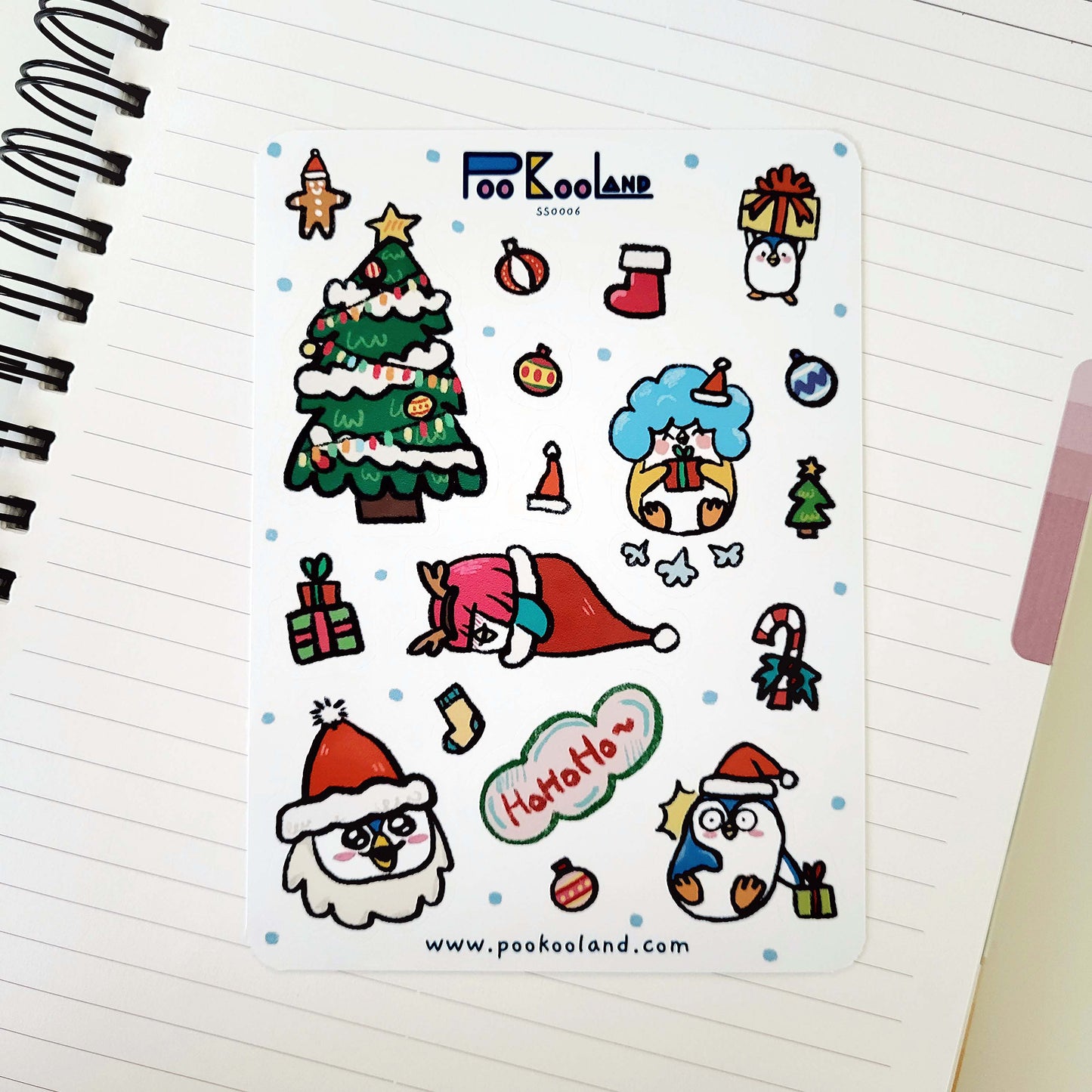 POOKOOLAND Christmas Sticker Sheet, Cute Planner Stickers, Journal Stickers, Diary Stickers, SS0006