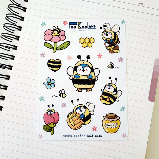 POOKOOLAND Bee Costume Sticker Sheet, Cute Planner Stickers, Journal Stickers, Diary Stickers, SS0007