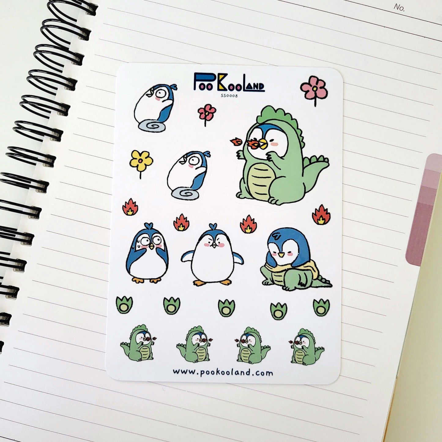 POOKOOLAND Dinosaur Costume Sticker Sheet, Cute Planner Stickers, Journal Stickers, Diary Stickers, SS0008