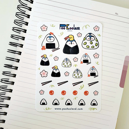 POOKOOLAND Onigiri Costume Sticker Sheet, Cute Planner Stickers, Journal Stickers, Diary Stickers, SS0009