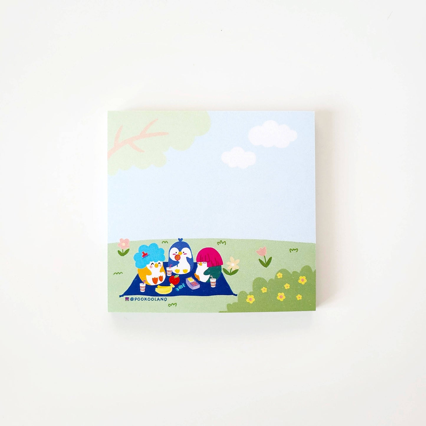 POOKOOLAND Picnic with Penguin Friends Sticky Post It Notes, Memo Notepad