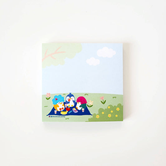 POOKOOLAND Picnic with Penguin Friends Sticky Post It Notes, Memo Notepad